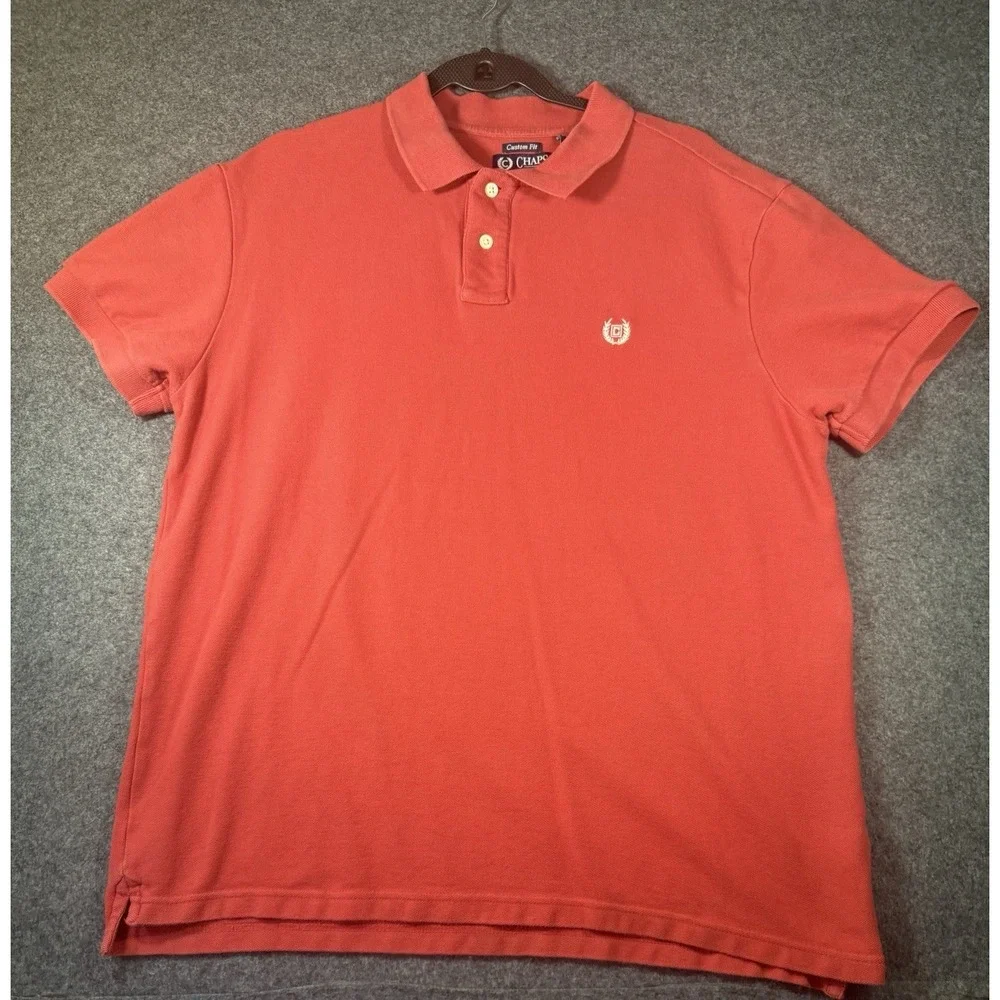 Chaps Men's Custom Fit Short Sleeve Polo Shirt Coral Red Size XL